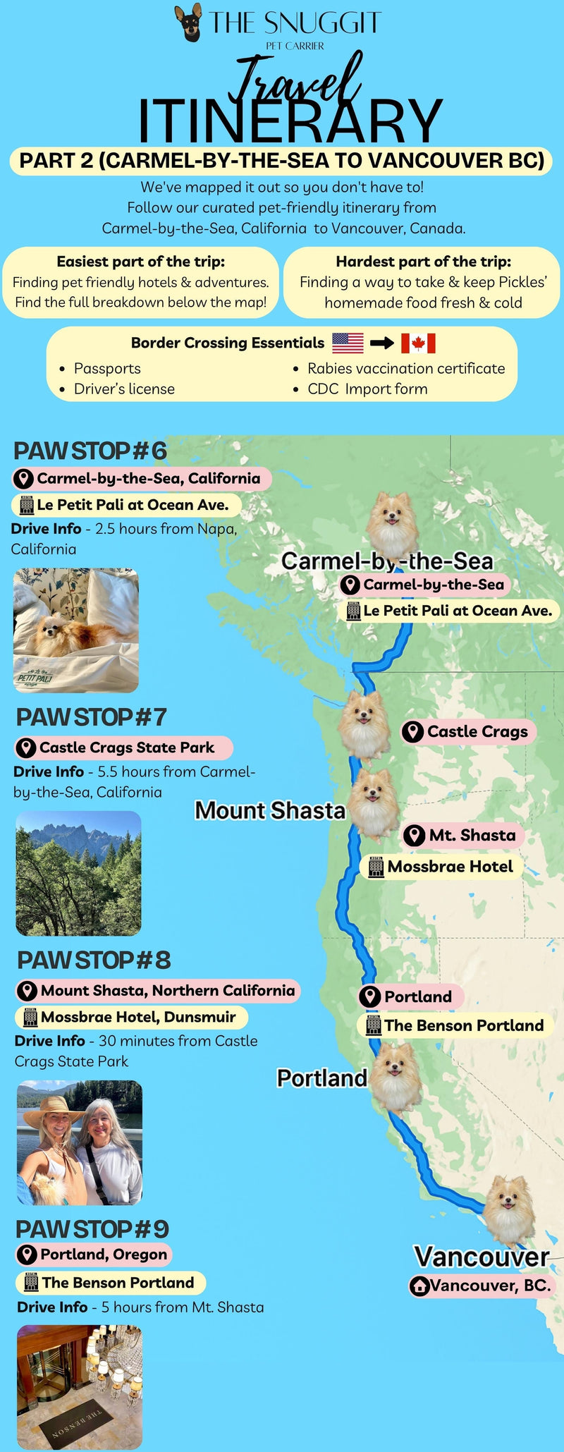 Travel Itinerary Part 2 (Carmel-by-the-Sea to Vancouver BC)